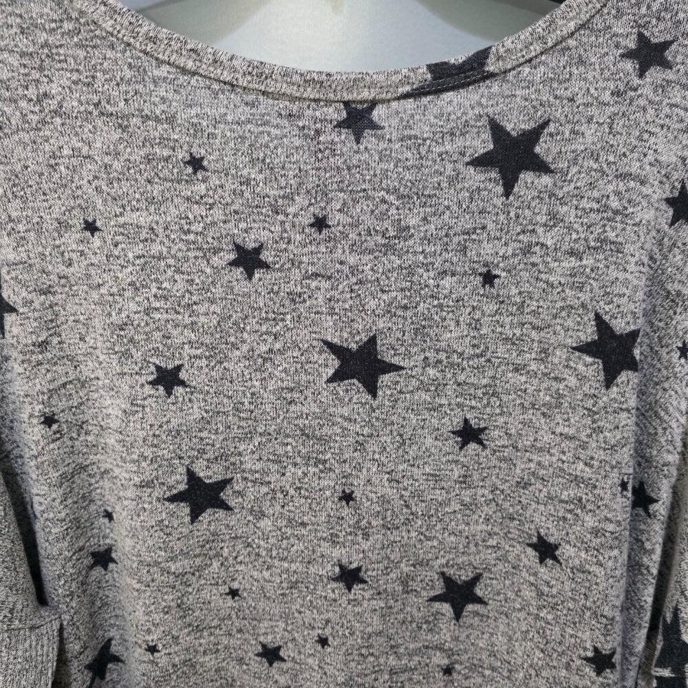 Buffalo David Bitton XXL Star Print Sweater Top Cozy Knit Batwing Sleeve Gray - Picture 8 of 9